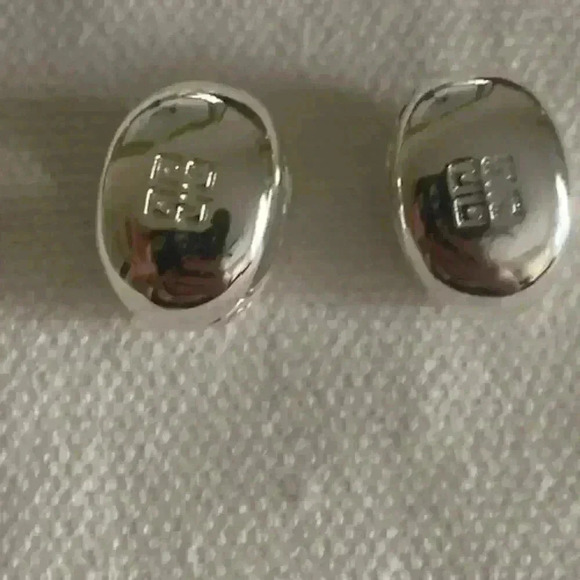 Vintage Givenchy Clip Earrings Silver Tone Metal Rhinestone - Picture 4 of 6